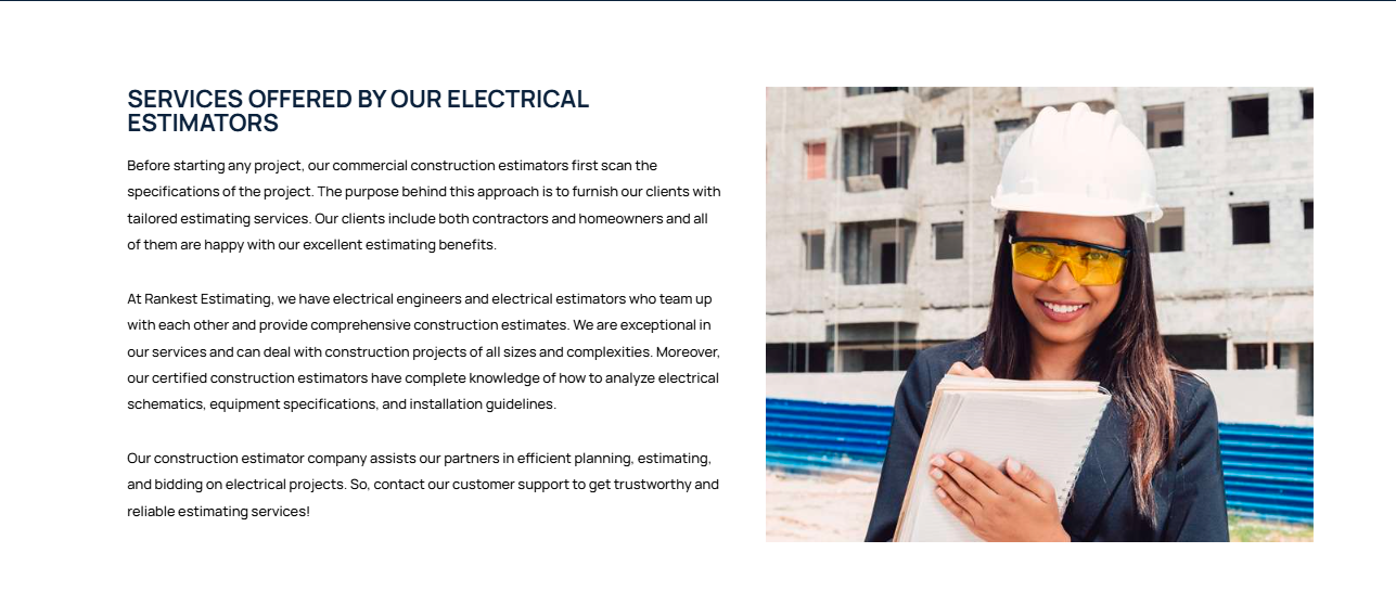Electrical estimator professional with construction documents